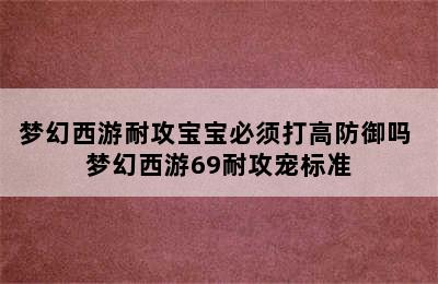 梦幻西游耐攻宝宝必须打高防御吗 梦幻西游69耐攻宠标准